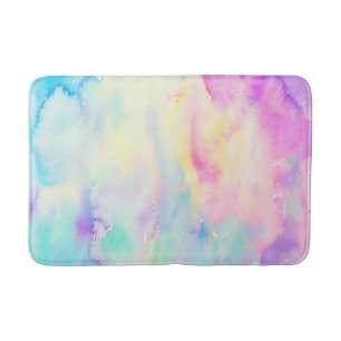Blaue des Watercolor abstrakte und lila Badematte