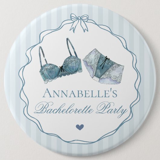 Blaue Dessous-Dusche-Junggesellinnen-Abschiedspart Button (Vorderseite)
