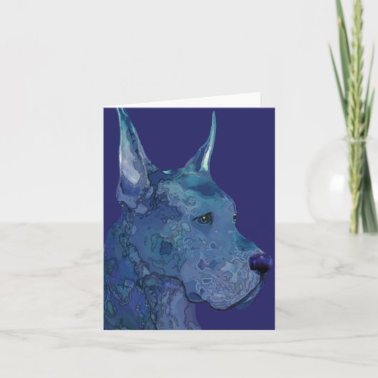 Blaue Deutsche Dogge in der Batik-Gruß-Karte Karte (Vorderseite)