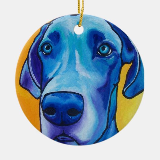 Blaue Deutsche Dogge Oranment Keramik Ornament (Vorne)