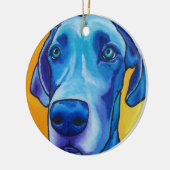 Blaue Deutsche Dogge Oranment Keramik Ornament (Links)