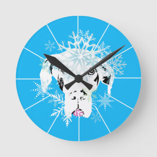 Blaue Deutsche Dogge Runde Wanduhr