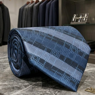 Blaue diagonale Streifen über Kreuzschraffurmuster Krawatte