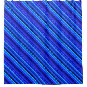 Blaue Diagonalstreifen Duschvorhang