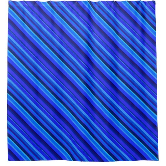 Blaue Diagonalstreifen Duschvorhang (Vorderseite)