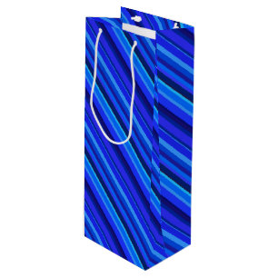 Blaue Diagonalstreifen Geschenktüte Für Weinflaschen