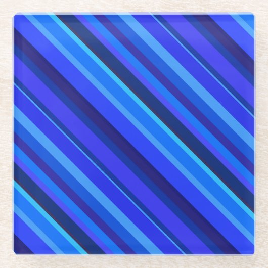 Blaue Diagonalstreifen Glasuntersetzer (Vorderseite)