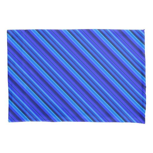 Blaue Diagonalstreifen Kissenbezug (Vorderseite)