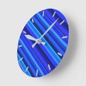 Blaue Diagonalstreifen Runde Wanduhr (Winkel)