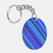 Blaue Diagonalstreifen Schlüsselanhänger (Vorderseite links)