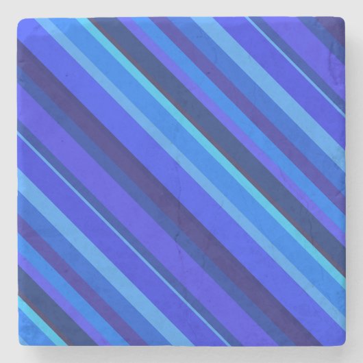 Blaue Diagonalstreifen Steinuntersetzer (Vorderseite)