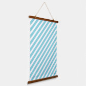 Blaue Diagonalstreifen Wandteppich Mit Holzrahmen (Gewinkelt)