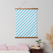 Blaue Diagonalstreifen Wandteppich Mit Holzrahmen (Schlafzimmer)