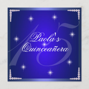 Blaue Diamant-Funkeln Quinceañera-Einladung Einladung