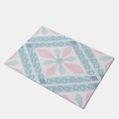 Blaue Diamant-Geometrie-Muster Fußmatte (Schrägansicht)