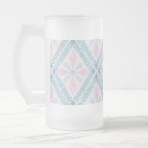Blaue Diamant-Geometrie-Muster Mattglas Bierglas