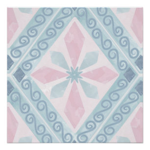 Blaue Diamant-Geometrie-Muster Poster