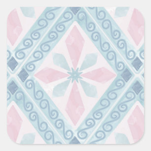 Blaue Diamant-Geometrie-Muster Quadratischer Aufkleber