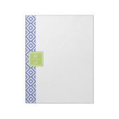Blaue Diamant-Muster und Monogramm Notizblock (Rotiert)