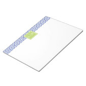 Blaue Diamant-Muster und Monogramm Notizblock (angewinkelt)