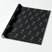 Blaue Diamant-Schneeflocken auf Schwarz Geschenkpapier (Ungerollt)