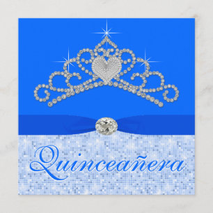 Blaue Diamant Tiara Blau Quincenera Einladung