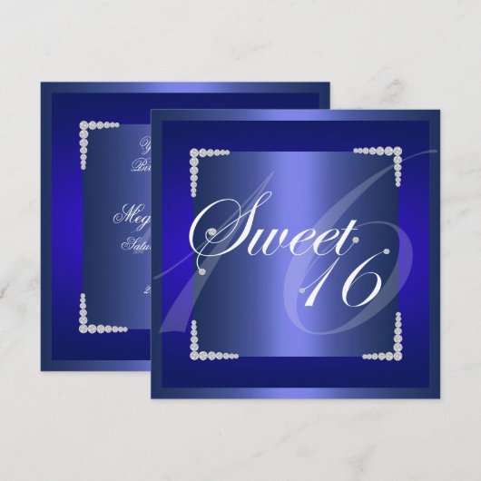 Blaue Diamant zum Geburtstag Einladung (Vorne/Hinten)