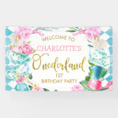 Blaue Diamantblüte Alice in Onederland zum Geburts Banner (Horizontal)