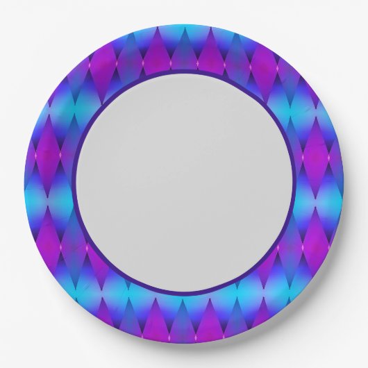 Blaue Diamanten-Papierplatte Pappteller (Vorderseite)