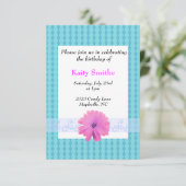 Blaue Diamanten und Blumengeburtstag Einladung (Stehend Vorderseite)