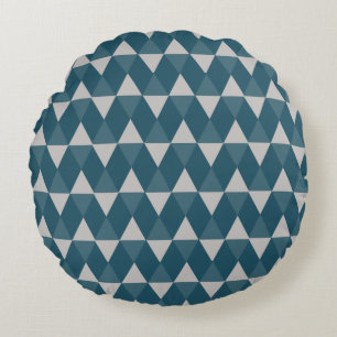 Blaue Diamantenmuster Rundes Kissen