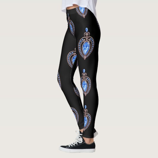 Blaue Diamantherzen Leggings (Links)