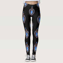 Blaue Diamantherzen Leggings
