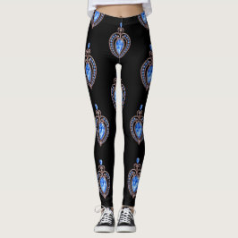 Blaue Diamantherzen Leggings