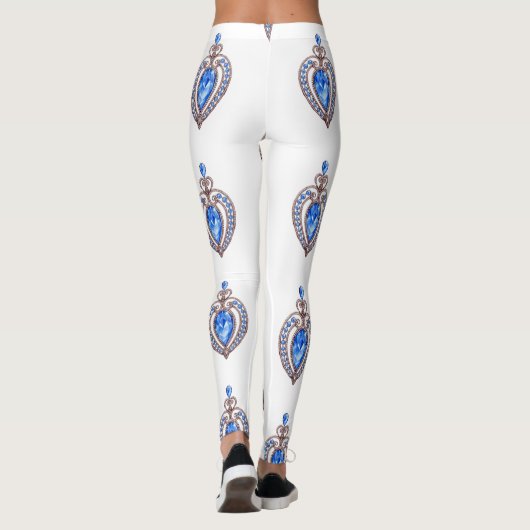 Blaue Diamantherzen Leggings (Rückseite)