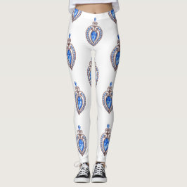 Blaue Diamantherzen Leggings