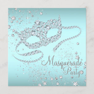 Blaue Diamantmasken-Masquerade-Party Einladung