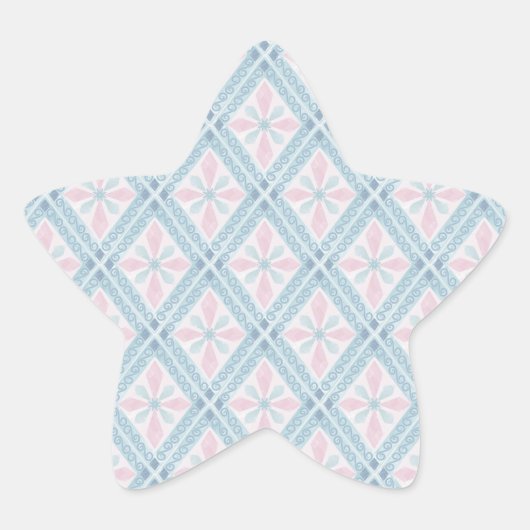 blaue Diamantmuster Stern-Aufkleber (Vorderseite)