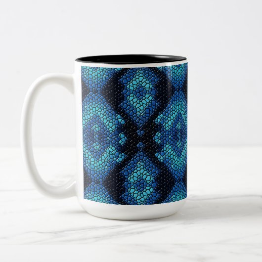 Blaue Diamonds Mosaik Tiles Pattern Tasse (Links)