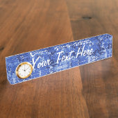 Blaue Digital-Pixel-Tarnungs-Beschaffenheit Namensplakette (Seite)