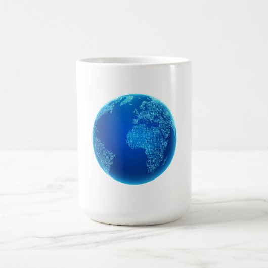 Blaue digitale Binärcodes Erde Kaffeetasse (Mittel)