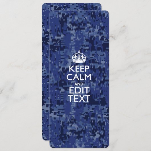 Blaue digitale Camouflage BEHALTE CALM UND Text be (Vorne/Hinten)