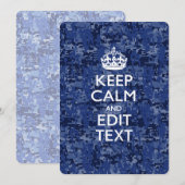 Blaue digitale Camouflage BEHALTE CALM UND Text be (Vorne/Hinten)