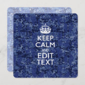 Blaue digitale Camouflage BEHALTE CALM UND Text be (Vorne/Hinten)