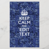 Blaue digitale Camouflage BEHALTE CALM UND Text be Flyer (Vorne)