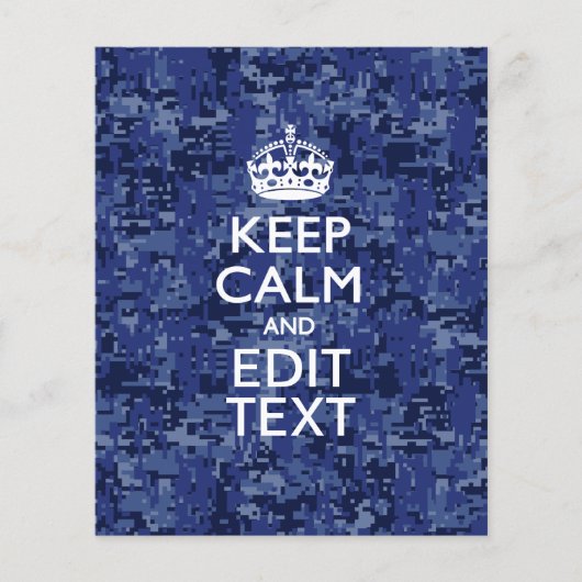 Blaue digitale Camouflage BEHALTE CALM UND Text be Flyer (Vorne)