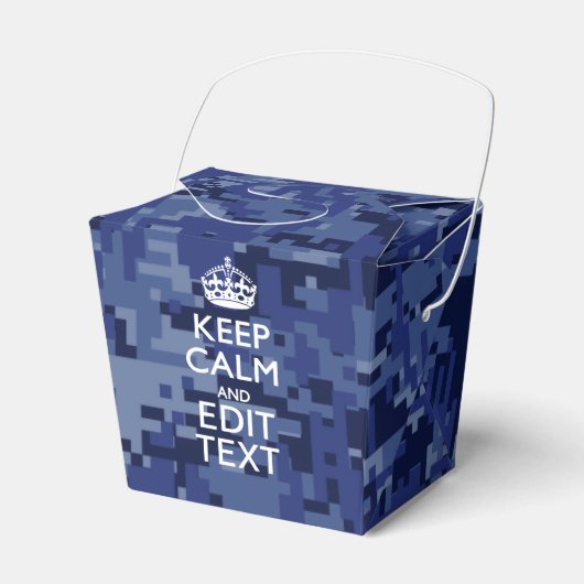 Blaue digitale Camouflage BEHALTE CALM UND Text be Geschenkschachtel (Vorderseite)