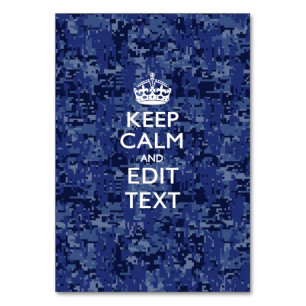 Blaue digitale Tarnung KEEP CALM AND Text bearbeit Tischnummer