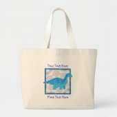 Blaue Dino-Tasche Jumbo Stoffbeutel (Vorne)