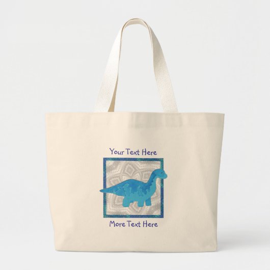 Blaue Dino-Tasche Jumbo Stoffbeutel (Vorne)